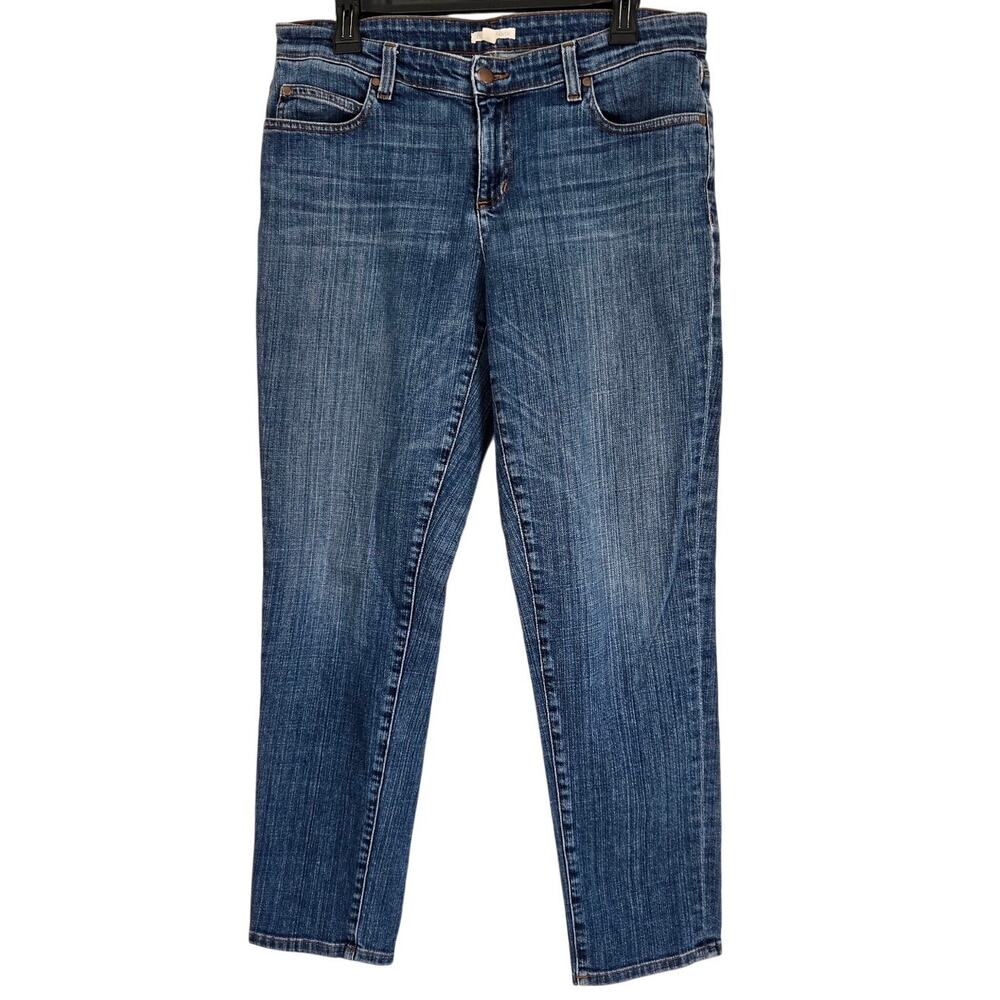 Eileen Fisher Organic Cotton Medium Wash Straight Leg Mom Jeans Quiet Luxury 10